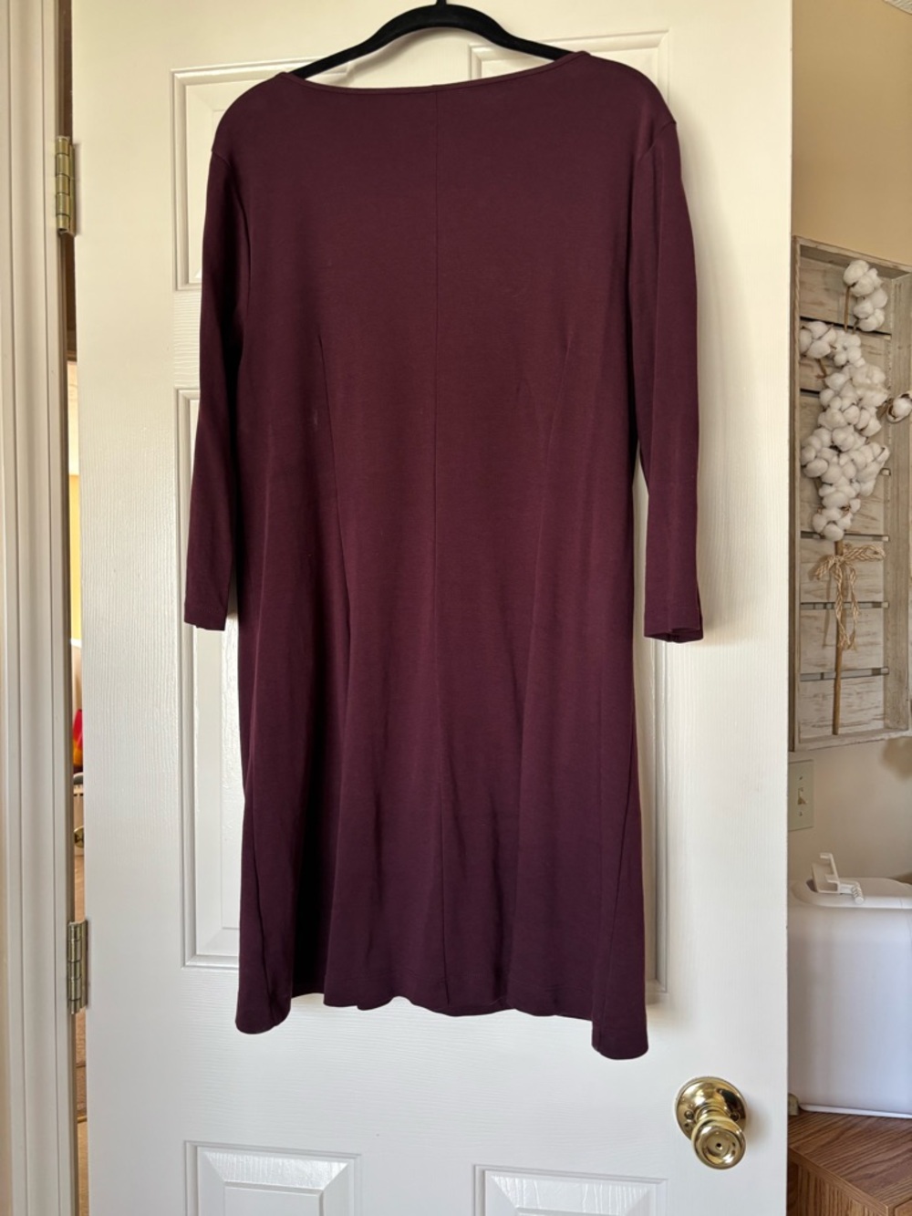 New York & Company Long Sleeve Shift Dress - Burgundy